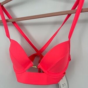 NWT Abercrombie & Fitch Swim Padded Push Up l Swim Bikini Top 32B Neon